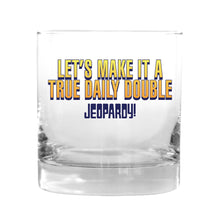 Make it a True Daily Double Yellow Personalized Rocks Glass from Jeopardy!
