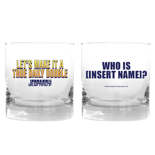 Make it a True Daily Double Yellow Personalized Rocks Glass from Jeopardy!