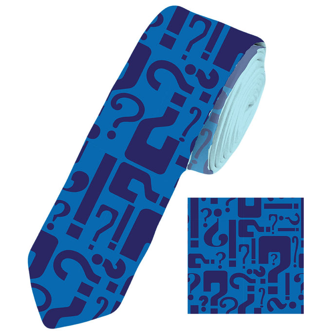 Jeopardy! Question Mark Print Blue Tie