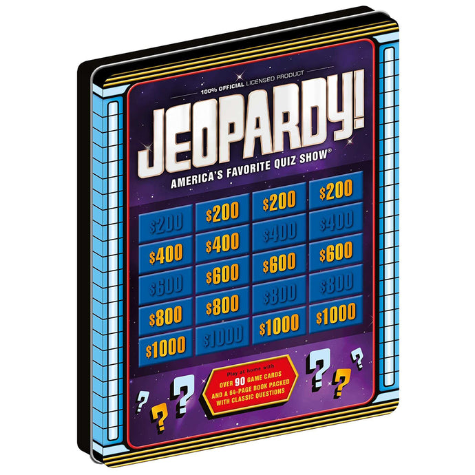 Jeopardy! Game Tin with 90 Cards & Book Full of Classic Questions